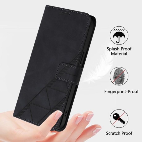 Чехол-книжка Crossbody 3D Embossed Flip Leather на Xiaomi Poco M7 Pro 5G - черный