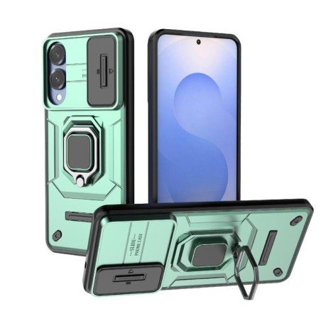 Противоударный чехол Sliding Camshield для Samsung Galaxy S25 Edge 5G - зеленый