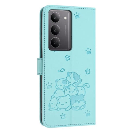 Чохол-книжка Embossed Kitten Phone Leather на Realme C75 / V60 Pro - зелений