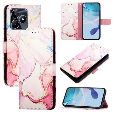 Чехол-книжка PT003 Marble Pattern на  Realme Note 50 4G / Realme C51 4G Global - розовое золото