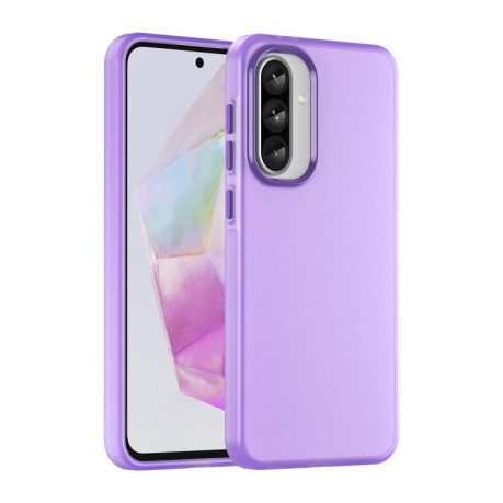 Противоударный чехол Frosted Translucent TPU Hybrid PC для Samsung Galaxy A56 5G - фиолетовый