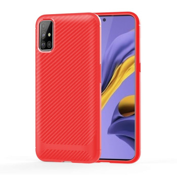 Противоударный чехол HMC Carbon Fiber Series на Samsung Galaxy A71 - красный