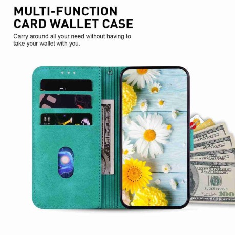 Чехол-книжка Lily Embossed Leather для Motorola Moto G05 / E15 - зеленый