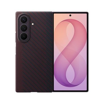 Оригинальный чехол Samsung Carbon Magnet совместимый с MagSafe + 2 anti-reflective films на Samsung Galaxy Fold 8 Ultra — красный