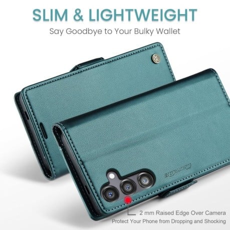 Чехол-книжка CaseMe 023 Butterfly Buckle Litchi Texture RFID Anti-theft Leather для Samsung Galaxy S24 FE 5G - зеленый