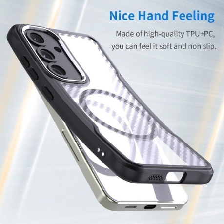Ударозахисний чохол Carbon Fiber Texture MagSafe Translucent для Samsung Galaxy S25 5G - чорний