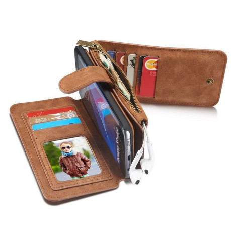 Шкіряний чохол-гаманець CaseMe з відділенням для кредитних карток на Samsung Galaxy S7 Edge/ G935-коричневий