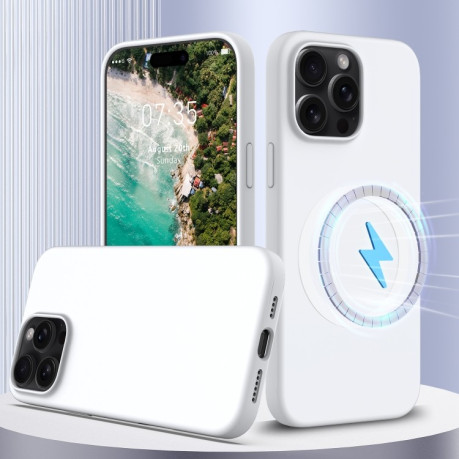 Силиконовый чехол Shockproof Silicone Magsafe для  iPhone 16 Pro Max - белый