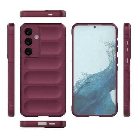 Силиконовый чехол Magic Flannel для Samsung Galaxy S24+ 5G - винно-красный