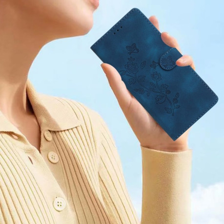 Чехол-книжка Flower Butterfly Embossing для Samsung Galaxy S25 Ultra 5G - синий