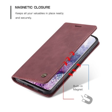 Шкіряний чохол CaseMe-013 Multifunctional на Samsung Galaxy S20 Plus - винно-червоний