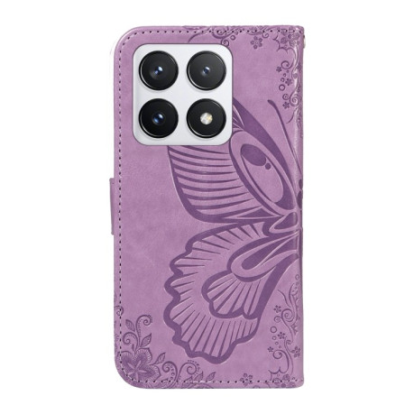 Чохол-книжка Swallowtail Butterfly Embossed Leather для Xiaomi 14T Pro - фіолетовий