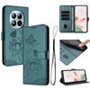 Чехол-книжка с тиснением лотоса и шнурком на Xiaomi Poco M8 Pro/Redmi Note 15 Pro+ 5G Global  Global 5G  — тёмно-зелёный