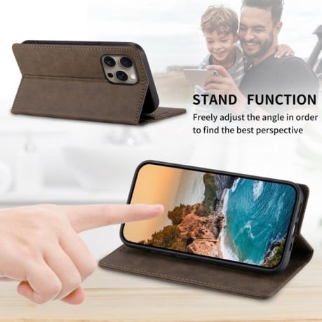 Чехол-книжка Business Solid Color Magnetic RFID Leather на iPhone 16 Pro Max - коричневый