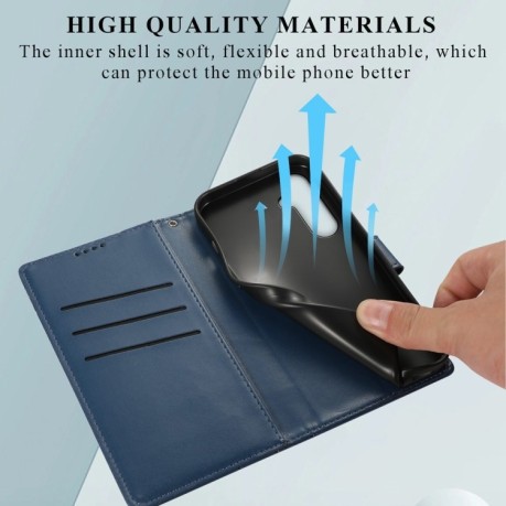 Чохол-книжка протиударна PU Genuine Leather Texture Embossed Line для Samsung Galaxy S24+ 5G - синій