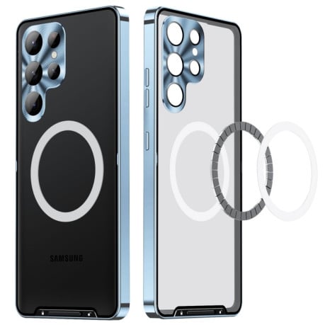 Противоударный чехол Frosted Meta (MagSafe) для Samsung Galaxy S24 Ultra 5G - синий