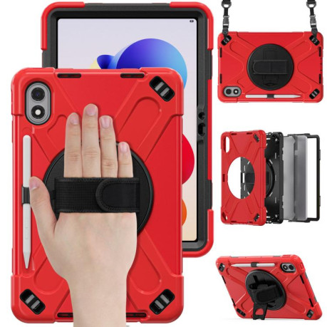 Силиконовый чехол Escase с поворотной ручкой и плечевым ремнем на Xiaomi Redmi Pad 2 Pro 12.1 2026 — красный