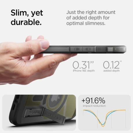 Оригинальный чехол Spigen Tough Armor MagSafe на iPhone 16e - Clear Gray