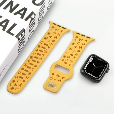 Ремешок English Letters для Apple Watch Series 8 / 7 41mm / 40mm / 38mm - желтый