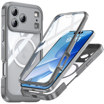 Двосторонний противоударный чехол Life Waterproof MagSafe Magnetic Rugged для iPhone 17 Pro Max - серый