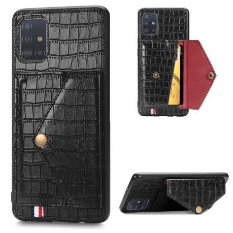 Чехол Crocodile Pattern Shatter-resistant на Samsung Galaxy A71 - черный