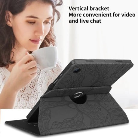 Чехол-книжка Tree Life Embossed Rotation Leather на Xiaomi Redmi Pad 2 SE 9.7 2026 — чёрный