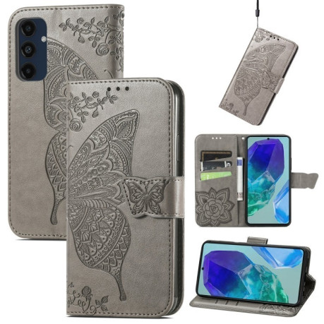 Чехол-книжка Butterfly Love Flower Embossed для Samsung Galaxy A16 - серый