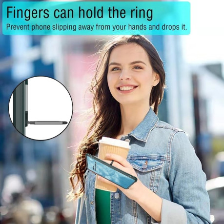 Противоударный чехол Carbon Fiber Rotating Ring на Samsung Galaxy Note 20 - зеленый