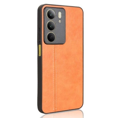 Чехол с прострочкой Sewing Cow Pattern на Realme C75 - желтый