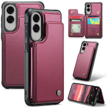 Чехол CaseMe C22 Card Slots Holder RFID Anti-theft для Samsung Galaxy S25 Edge 5G - красный