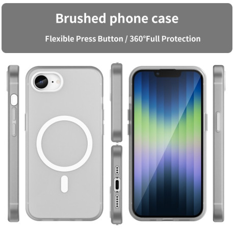 Противоударный чехол MagSafe Frosted Translucent TPU + PC для iPhone 16e - белый