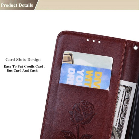 Чохол-книжка Rose Embossed для Redmi Note 11 4G Global / Note 11S - коричневий