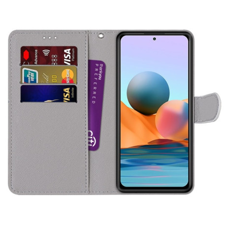 Чехол-книжка Coloured Drawing Cross для Xiaomi Redmi Note 10 Pro Max / Note 10 Pro - Leather Shoes Cat