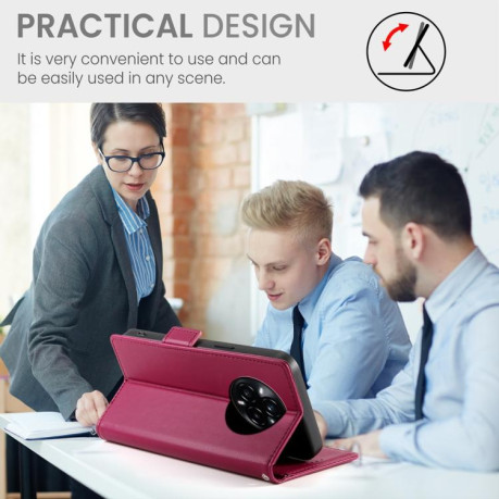 Чохол-книжка Side Buckle Magnetic Frosted Leather для Realme 14 Pro+ - винно-червоний