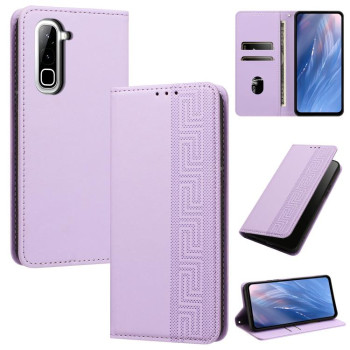 Чохол-книжка з еко-шкіри Escase з тисненим візерунком та RFID-захистом на Infinix Hot 70 — світло-фіолетовий