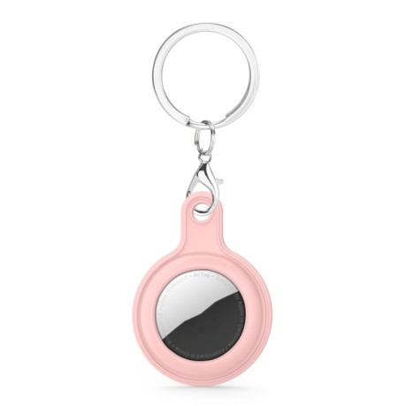 Силиконовый брелок Gel Leather с кольцом для AirTag - светло-розовый