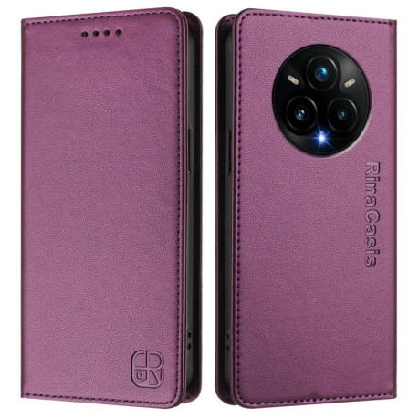Чохол-книжка RC01 Dual-Folded Magnetic Suction RFID Leather на Realme 14 Pro+ 5G - фіолетовий
