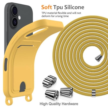 Силиконовый чехол Integrated Card Bag Solid Color Liquid Silicone на iPhone 17 - желтый