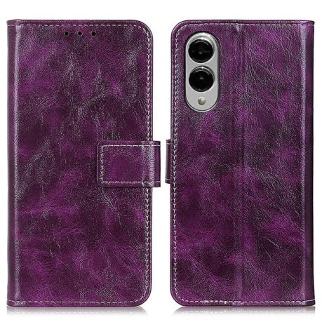 Чехол-книжка Magnetic Retro Crazy Horse Texture на Samsung Galaxy S25 Edge 5G - фиолетовый
