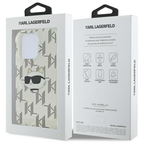 Оригинальный чехол Karl Lagerfeld IML Choupette Head Electroplated для iPhone 16 Pro Max - Clear