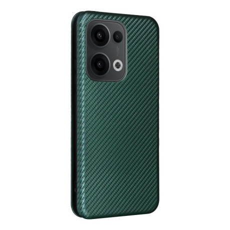 Чохол-книжка Carbon Fiber Texture на OPPO Reno13 5G Global - зелений