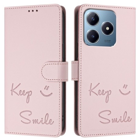 Чехол-книжка Embossing Stripe RFID для Realme C61/C63/Note 60/Note 60x - розовый