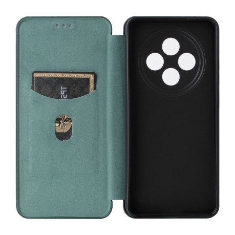 Чехол-книжка Carbon Fiber Texture на OPPO Reno12 F/12 FS 5G / 4G - зеленый