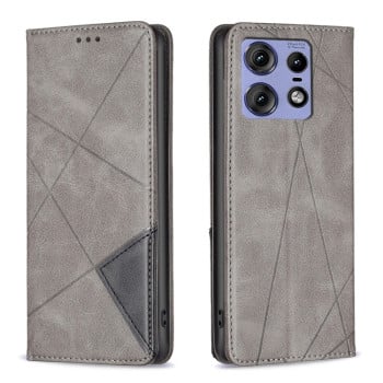 Чехол-книжка Rhombus Texture для Motorola Edge 50 Pro - серый