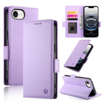 Чехол-книжка Side Buckle Magnetic Frosted Leather для iPhone 16e - фиолетовый