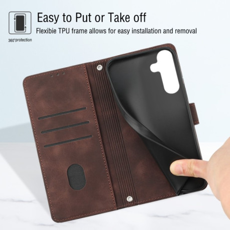 Чохол-книжка Skin-feel Embossed для Samsung Galaxy A25 5G/A24 - коричневий