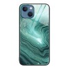 Противоударный стеклянный чехол Marble Pattern Glass на iPhone 14 - Water Waves
