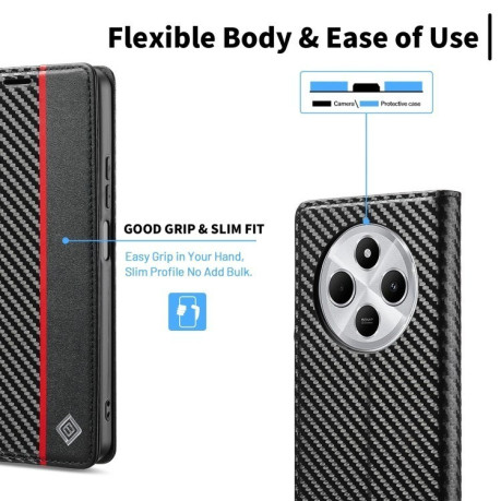Чохол-книжка LCIMEEKE Carbon Fiber для Xiaomi Redmi A4 5G / 14C 4G - Black