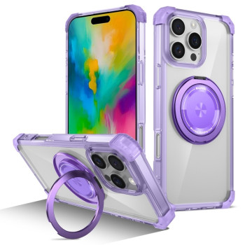 Противоударный чехол Shield CD Pattern MagSafe Magnetic для  iPhone 16 Pro Max - прозрачно-фиолетовый