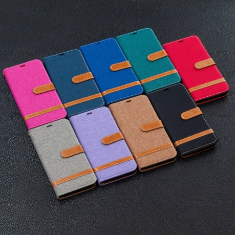 Чехол-книжка Color Matching Denim Texture на Xiaomi Redmi 9A - фиолетовый